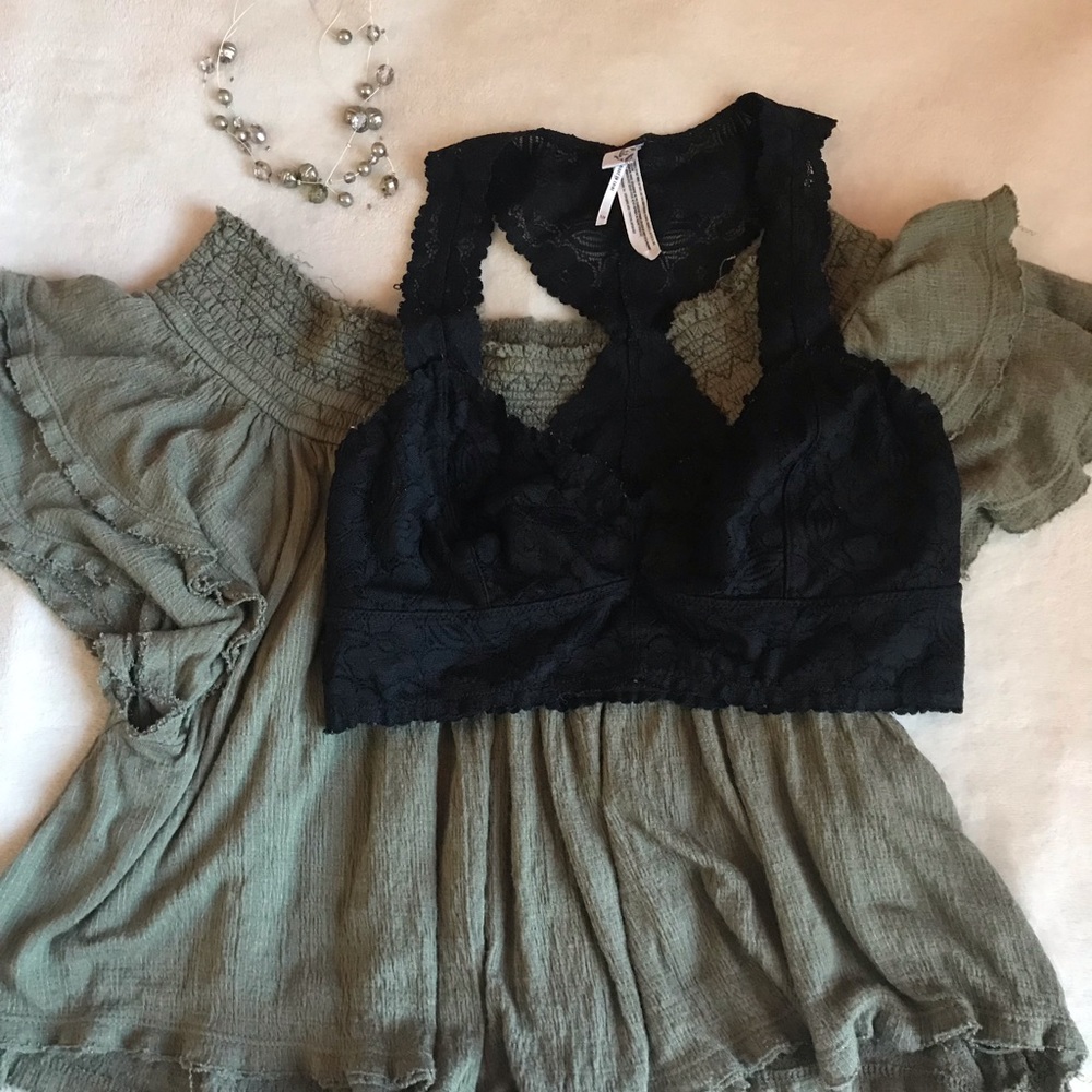 Free People Intimately Small Black Lace Bralette